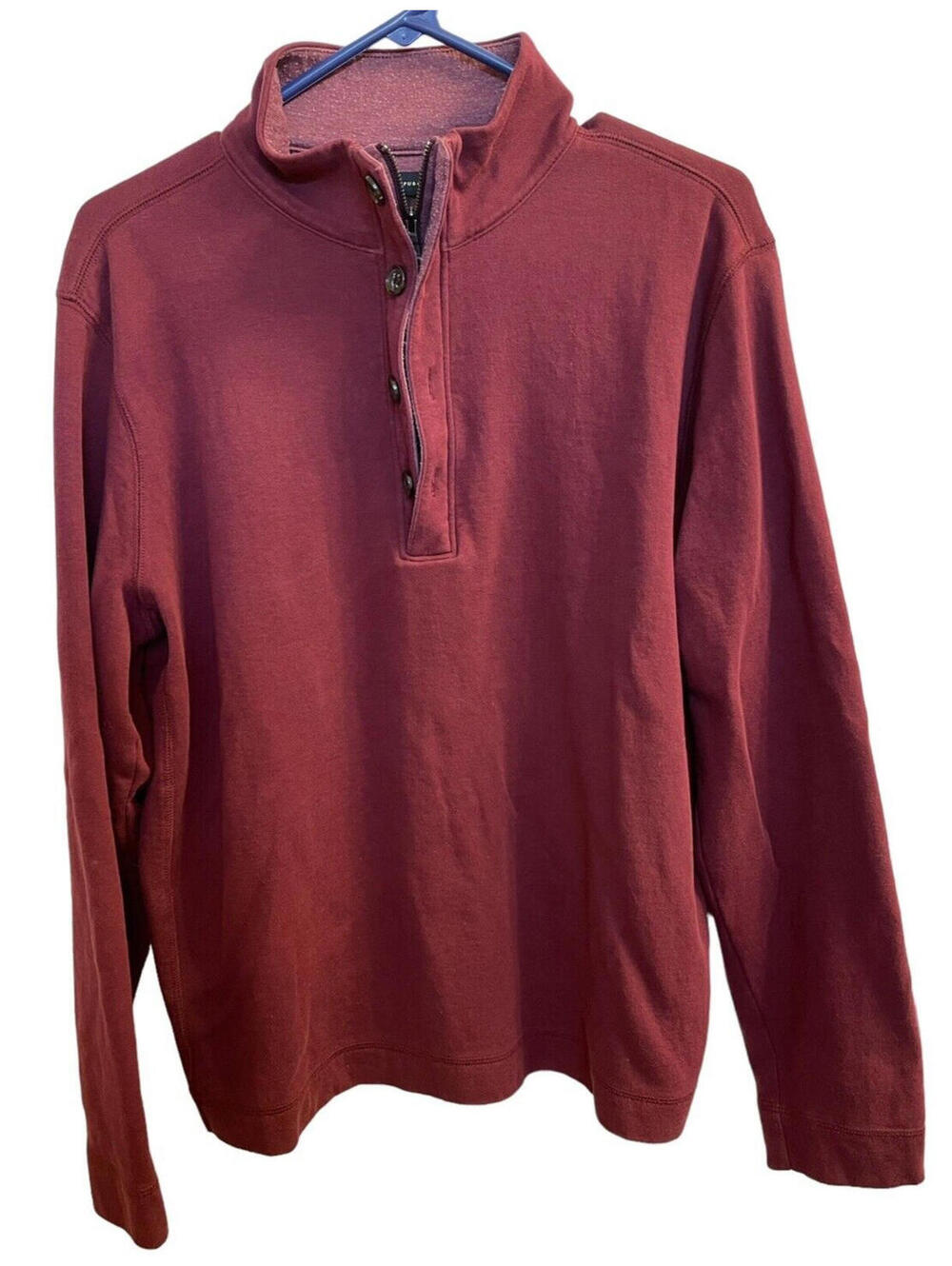 Banana Republic Henley Pullover Sweatshirt Mens Maroon 1/4 button up size L